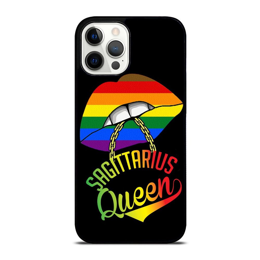 LGBTQ Sagittarius Queen Lips Zodiac Rainbow Gay Pride Flag iPhone Case